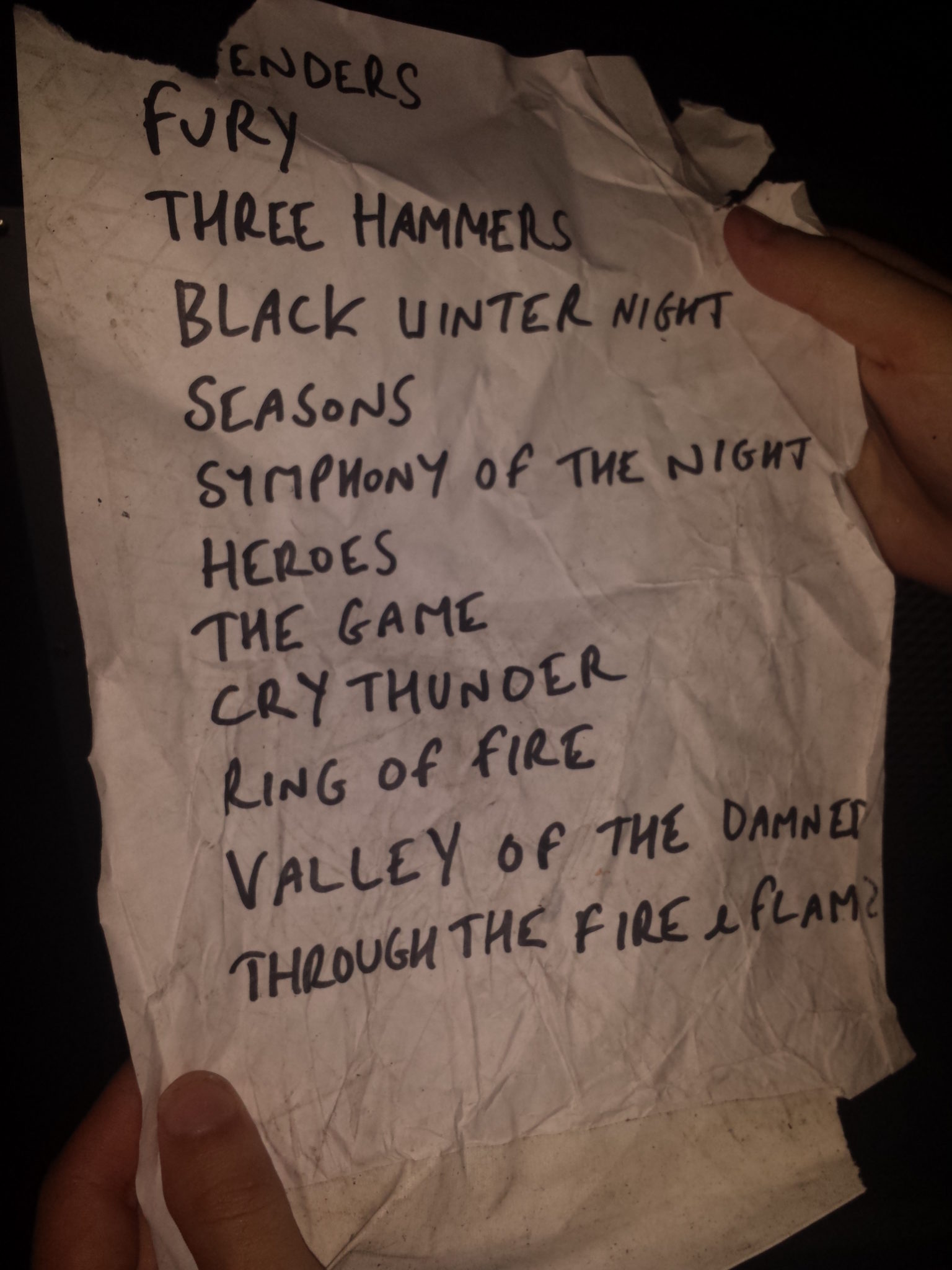 The setlist