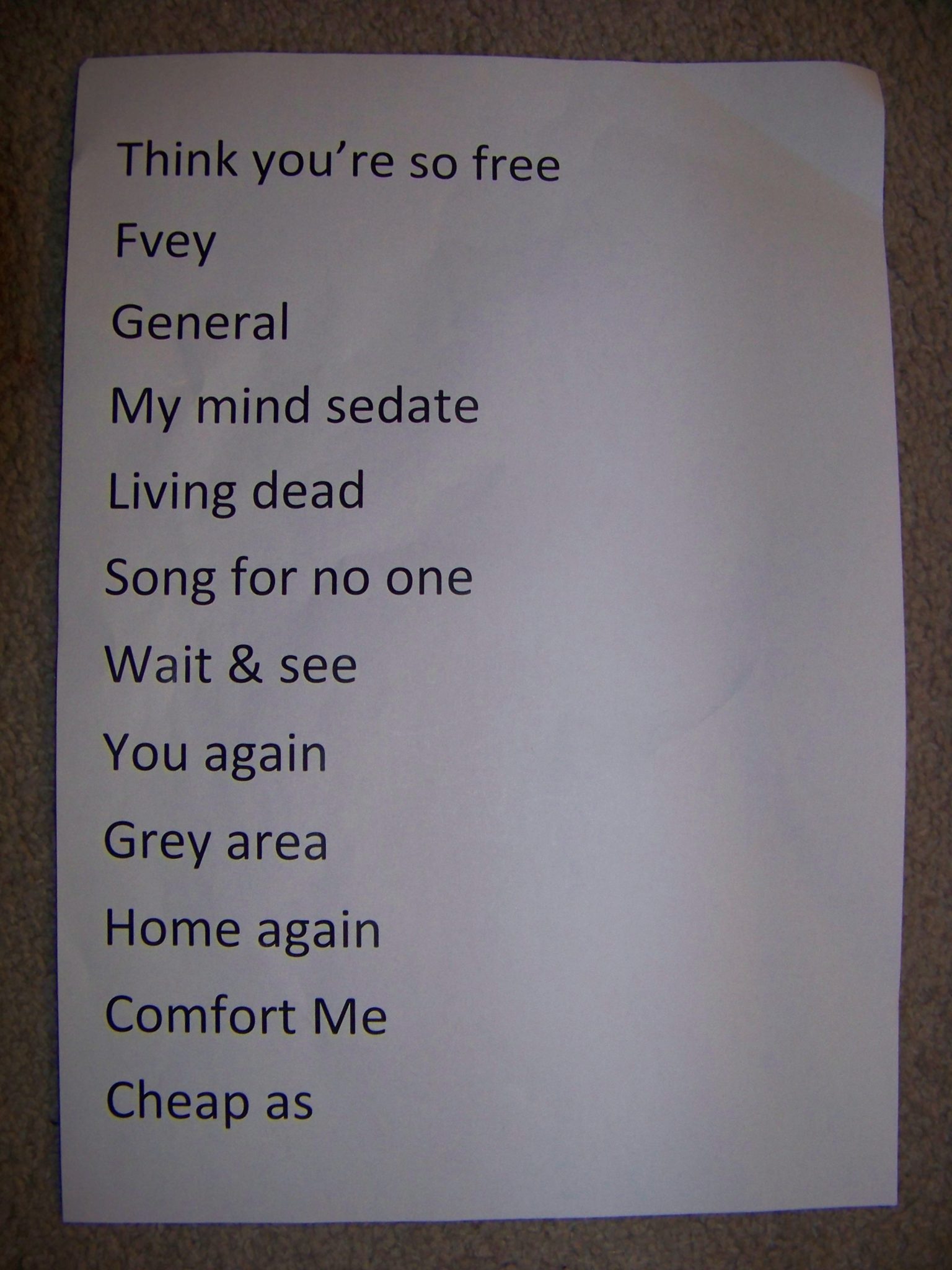 The set that Shihad played both nights. They also played the song "Pacifier" for the encore on Sunday.