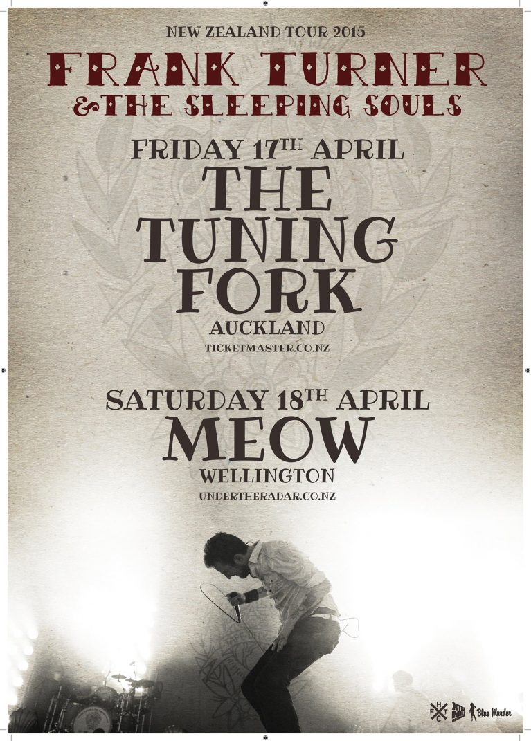 Frank Turner Sleeping Souls Meow Wellington New Zealand tour poster